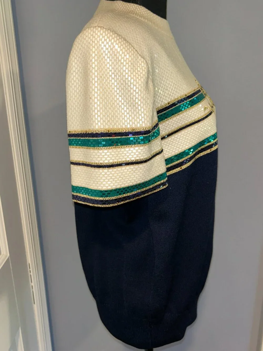 St. John Evening Marie Gray Santana Knit Sequin Embellished Sweater, Ladie's 12
